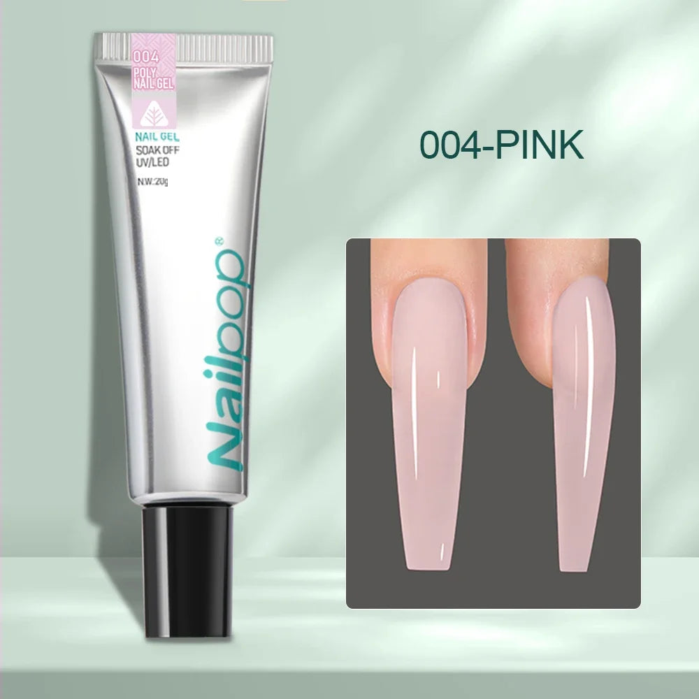 Комплект NAILPOP за полимерни удължения на нокти – 6 цвята, база и топ лак