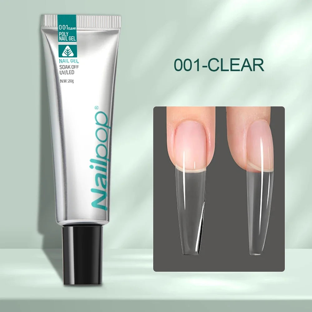 Комплект NAILPOP за полимерни удължения на нокти – 6 цвята, база и топ лак