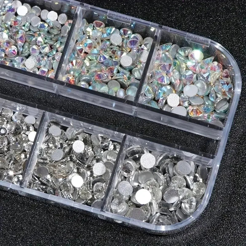 Комплект 3D камъчета за нокти – плоски кристали и стъклени камъни