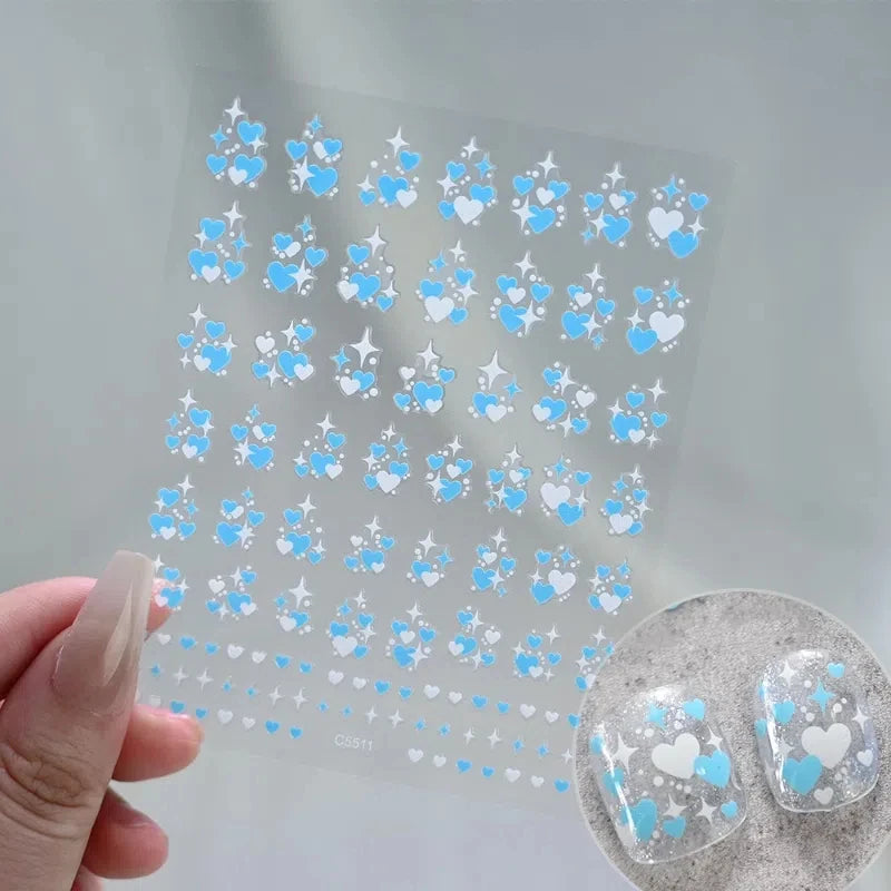 3D стикери за нокти звезда любов цветя