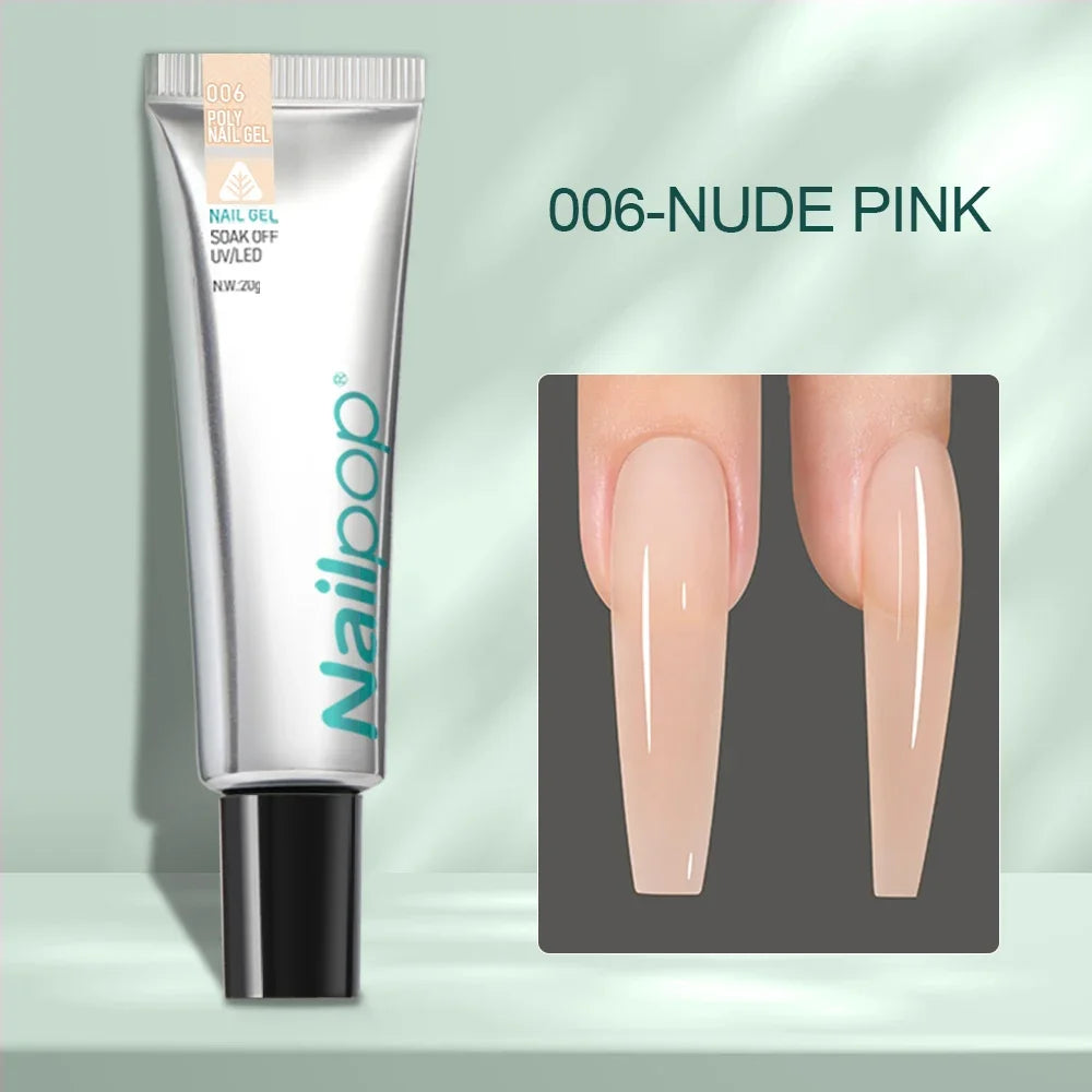 Комплект NAILPOP за полимерни удължения на нокти – 6 цвята, база и топ лак