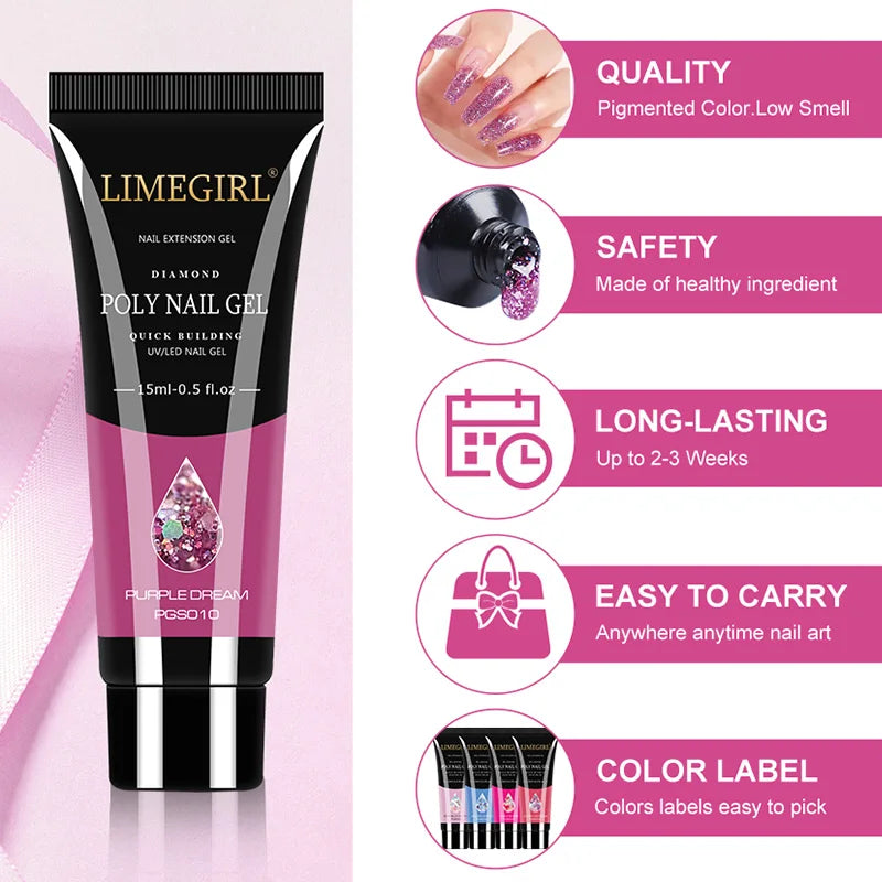 Комплект за удължаване на нокти Limegirl Poly Nail Gel