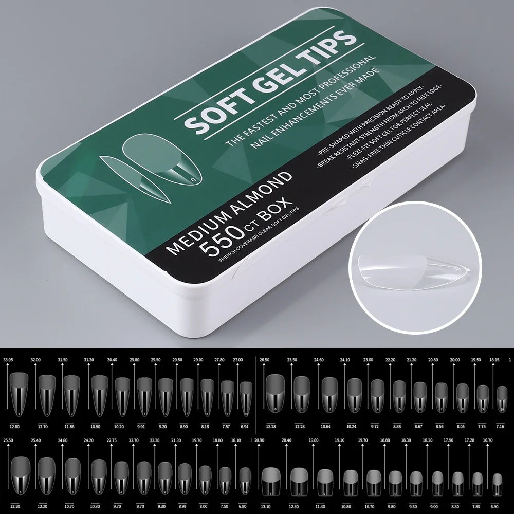 Комплект от 550 броя Soft Gel типси – матови, пълен капак
