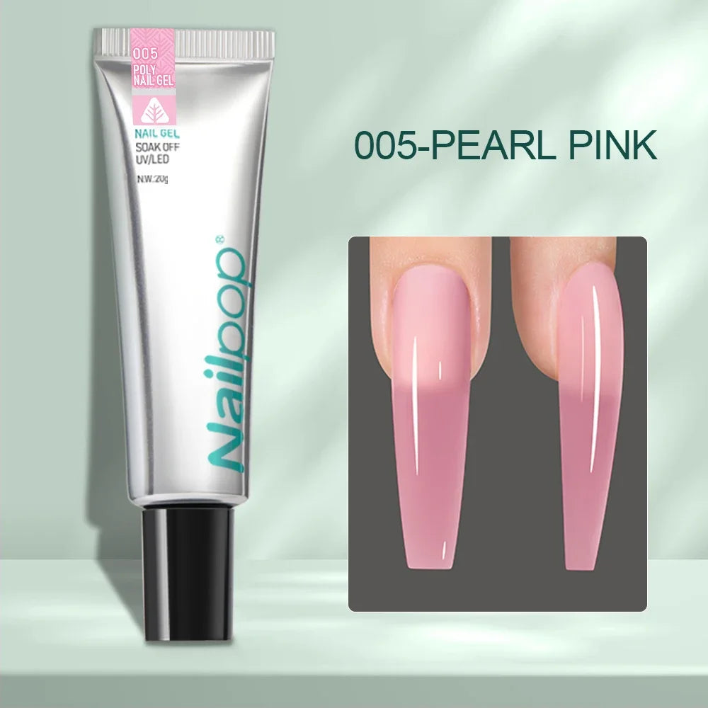 Комплект NAILPOP за полимерни удължения на нокти – 6 цвята, база и топ лак