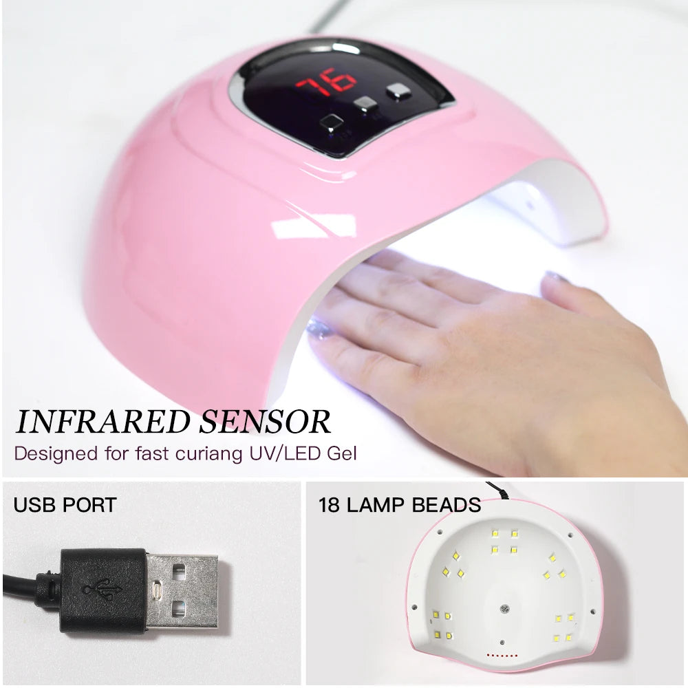Комплект за гел лакове с електрическа пила – UV/LED лампа, база и топ лак