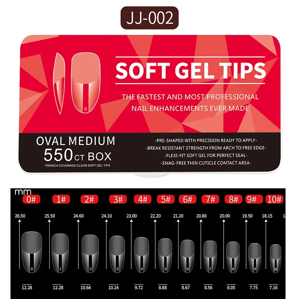 Комплект от 550 броя Soft Gel типси – матови, пълен капак